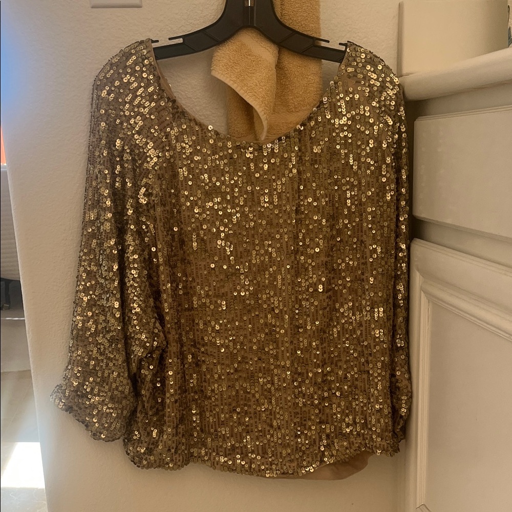 Vince Gold Sequin Blouse
